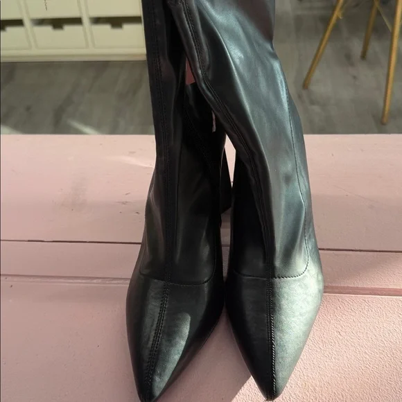 Black Leather Women's Boots - Picture 2 of 3